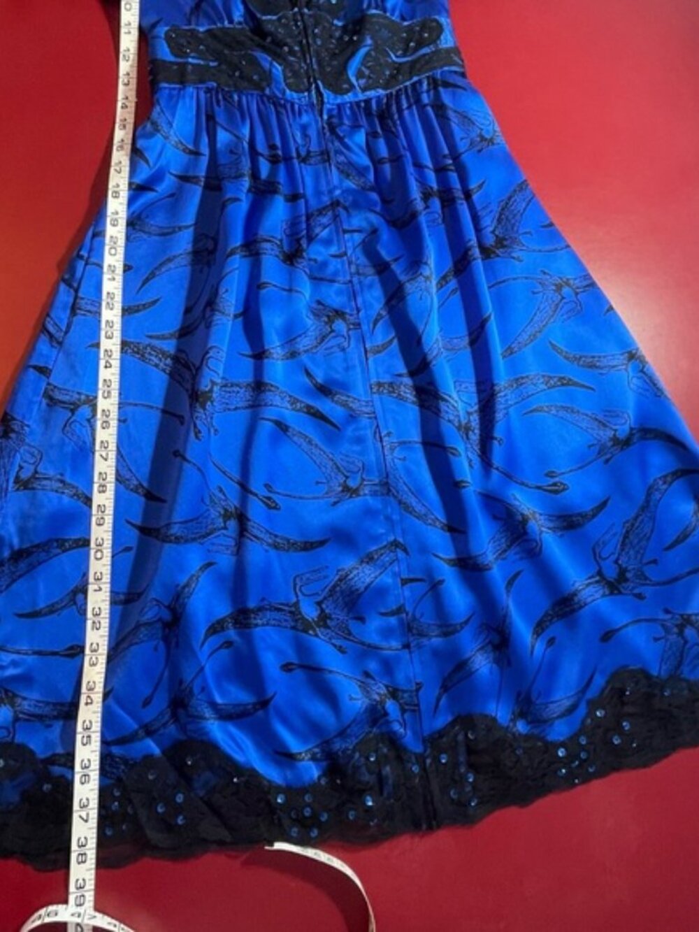 Vintage Betsey Johnson Pterodactyl Dinosaur Dress Cobalt Woman’s Size 4 (S) - Picture 5 of 10